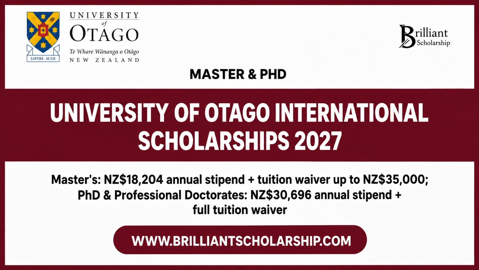 University of Otago International Scholarships 2027